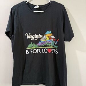 Port and Company Black Tee with Colorful Virginia is For Lovers Graphic100cotton